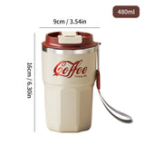 Insulated Stainless Steel Coffee Mug with Lid - Reusable & Portable