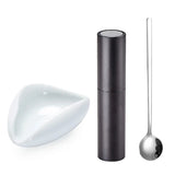 Coffee Dosing & Spray Set - Ceramic Cup, Spoon & Water Sprayer for Barista Prep