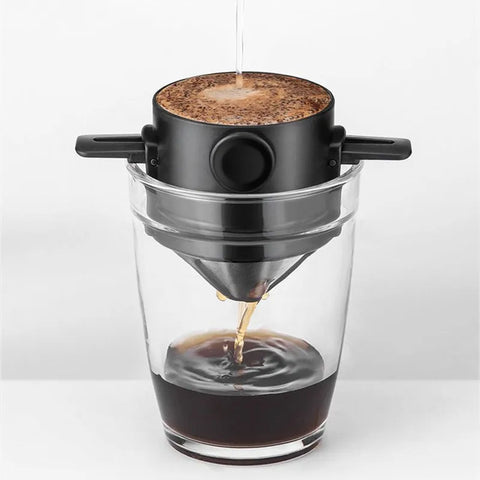Portable Folding Coffee Dripper - Stainless Steel & Reusable