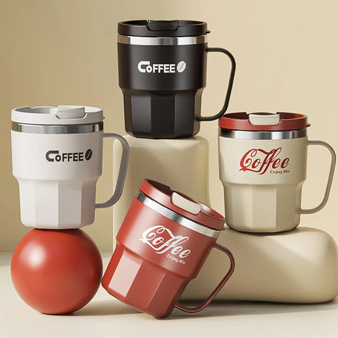Insulated Stainless Steel Coffee Mug with Lid - Reusable & Portable
