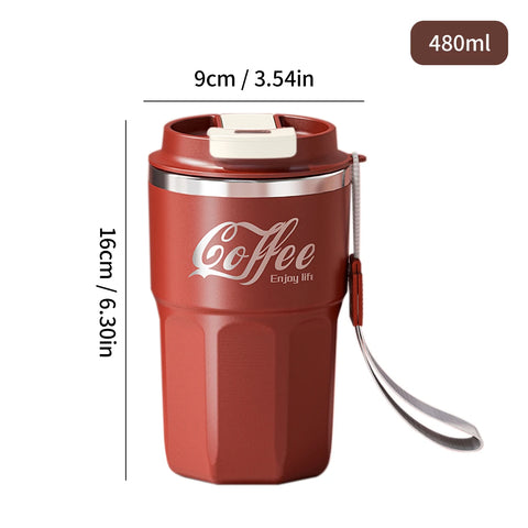 Insulated Stainless Steel Coffee Mug with Lid - Reusable & Portable