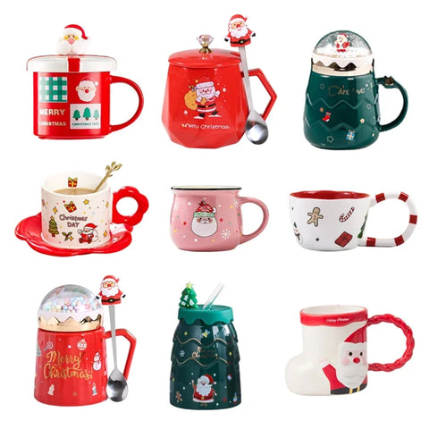 Porcelain Holiday Mugs - Hand-Painted Festive Coffee Cups
